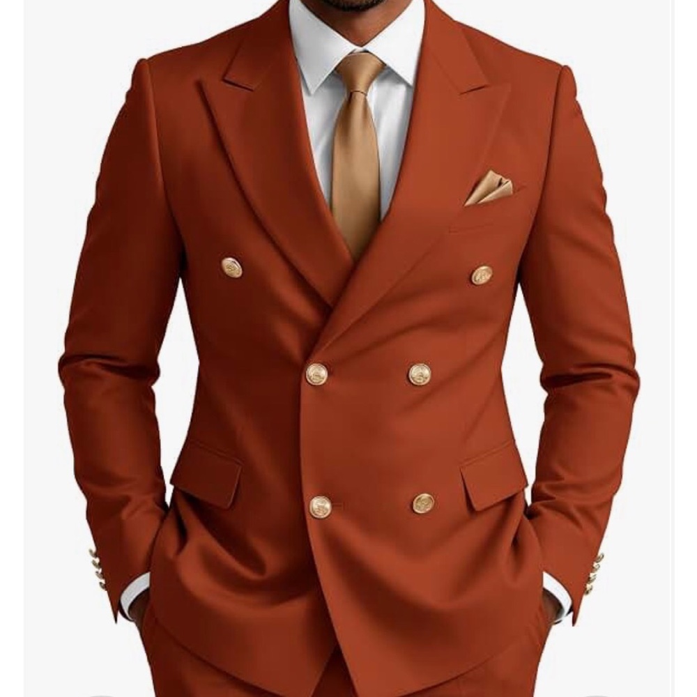 Rust Double-Breasted Men's Suit